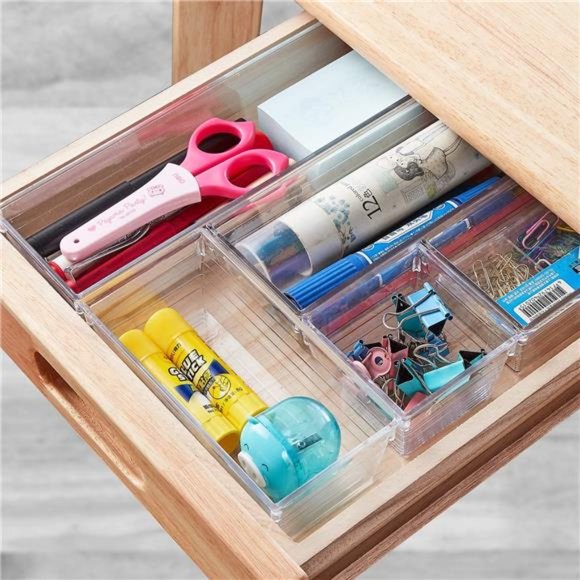 14 PCS Clear Plastic Drawer Organizer Tray - Picture 2 of 7
